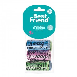 BEST FRIEND 6 ROTOLINI DA 20 SACCHETTI DI RICAMBIO TAGS BLU, ROSA, VERDE