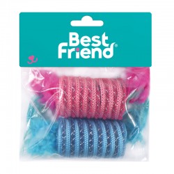BEST FRIEND 2 CILINDRI CON PIUME ROSA E AZZURRO 4X4X5,5 CM