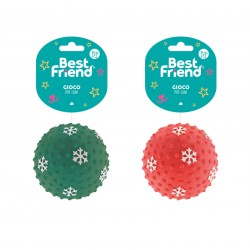 BEST FRIEND NATALIZI-GIOCO CANE PALLA IN LATTICE ROSSO  VERDE 8 CM 40 G